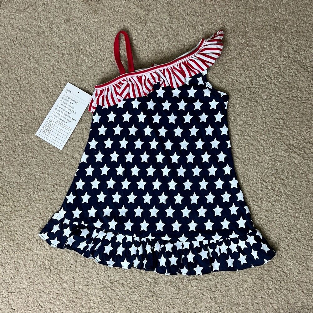 Girls 2T Patriotic Dress Stars And Stripes Sleeveless Summer Red White Blue - Picture 2 of 4